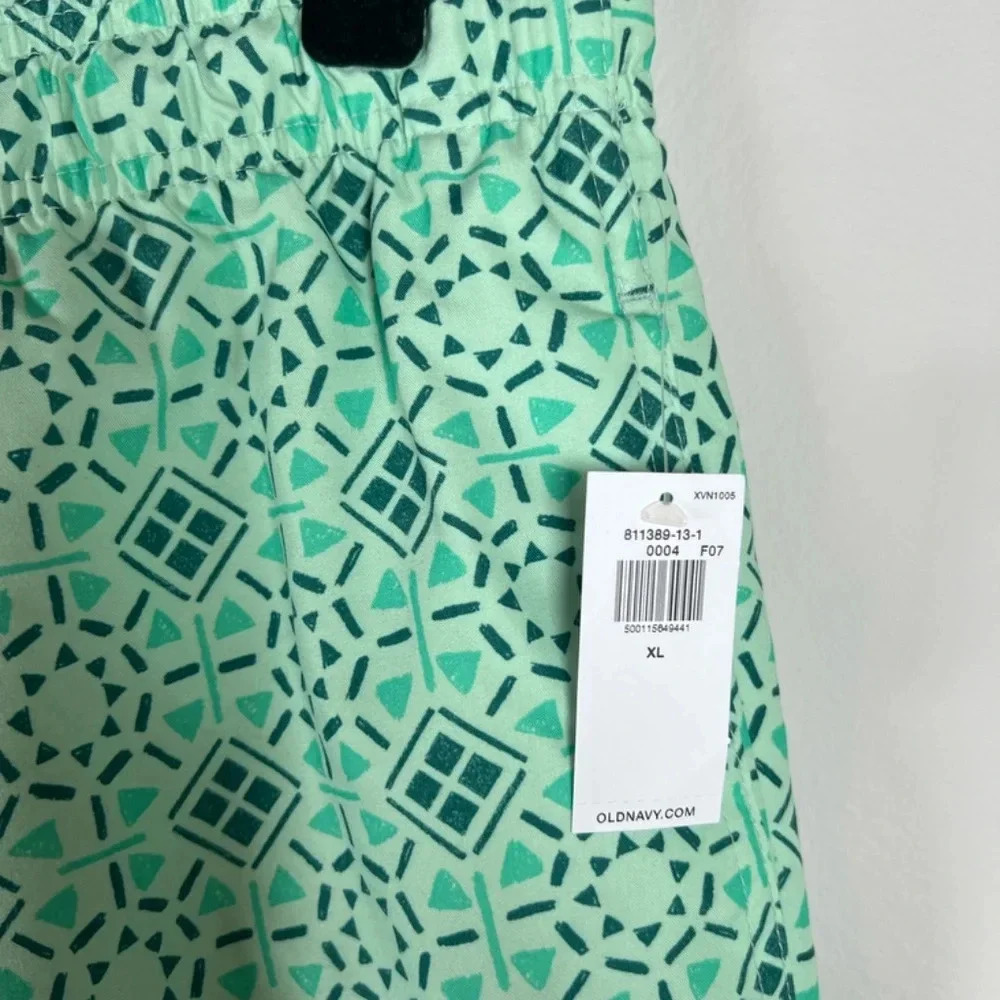 Old Navy Swim Shorts Aqua Green Geometric Print Brief Lined Trunks Summer NEW XL - Picture 4 of 9